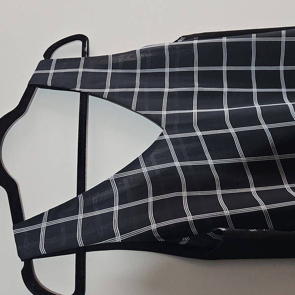 Monk & Lou - Navy And Black Elegant Checkered Sleeveless Dress - Oversized XS - Picture 2 of 5